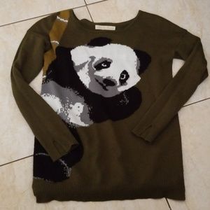 Panda Bear Olive Green Sweater (XS)
